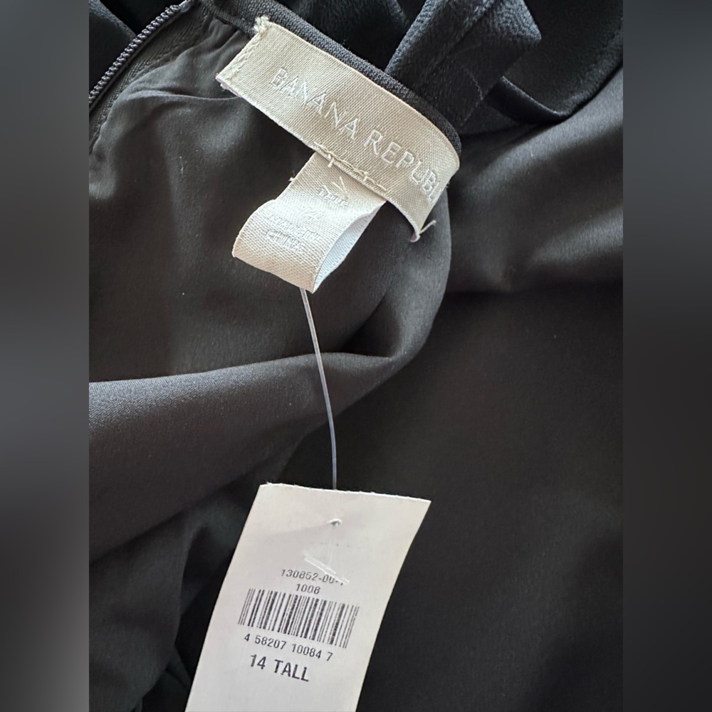 Banana Republic Little Black Dress Sheer Long Sleeve Georgette Mini 14 Tall NWT - Picture 6 of 11